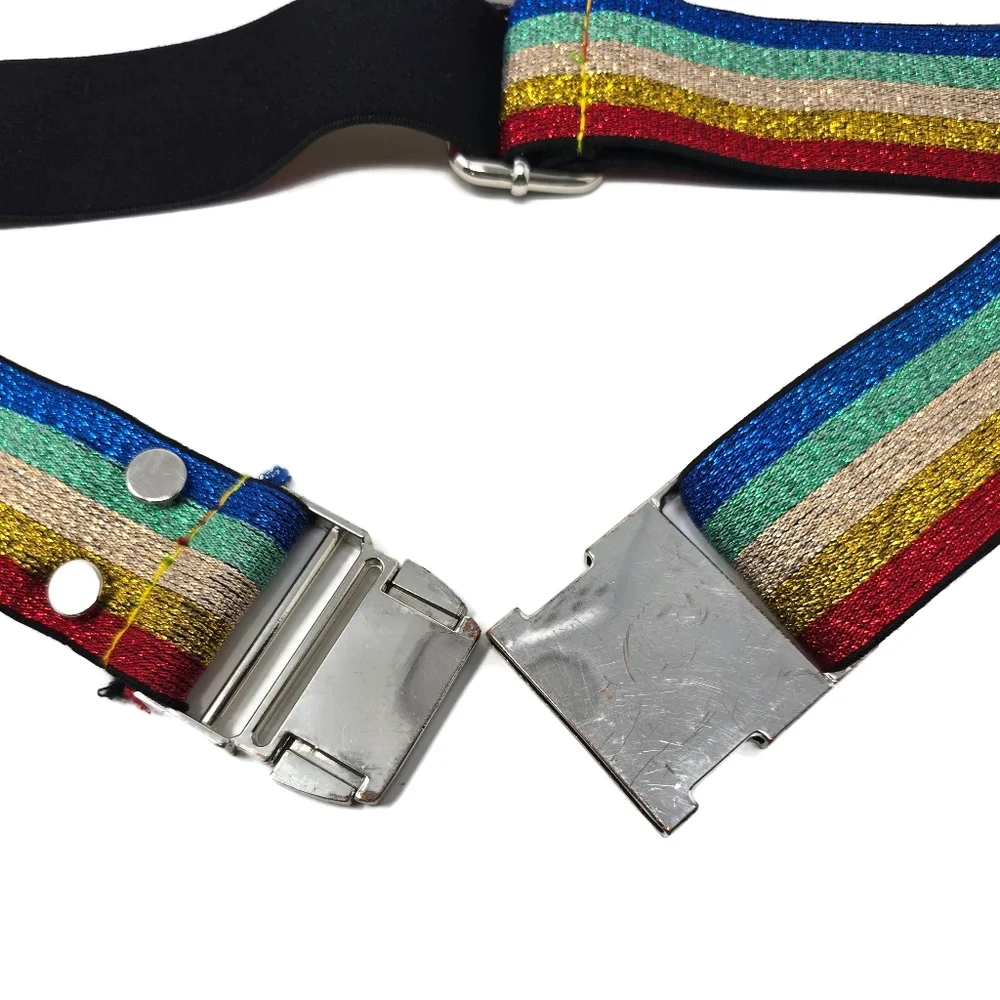 Glitter Rainbow Disco Elastic Belt Adjustable One Size